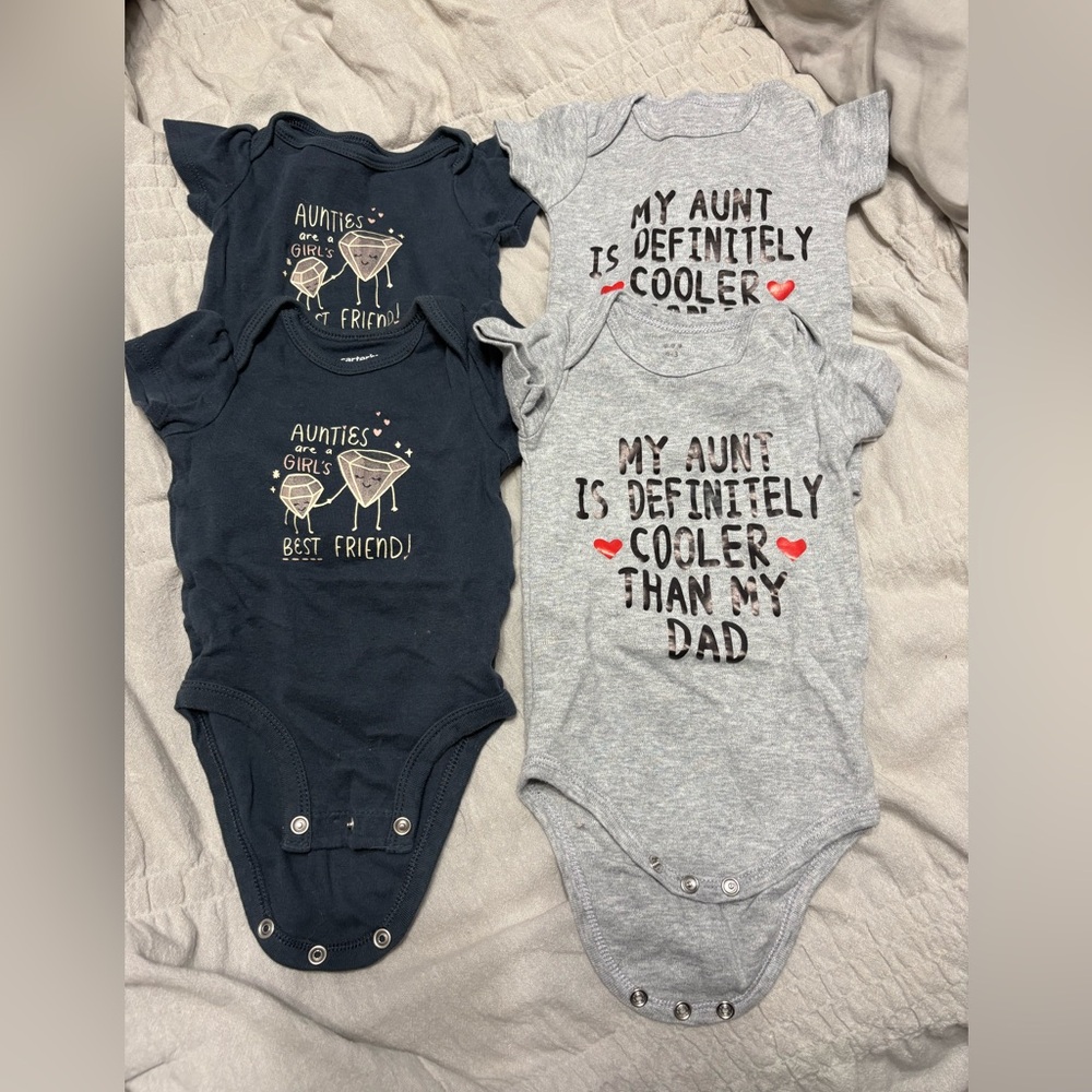 Carter's Navy and Gray Aunt-Themed Bodysuits